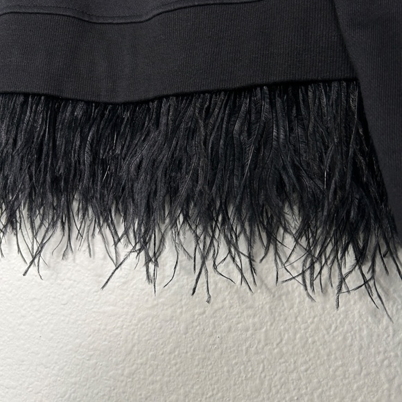 Derek Lam 10 Crosby size L black sweatshirt ostrich feather hem artsy cotton - Picture 8 of 12